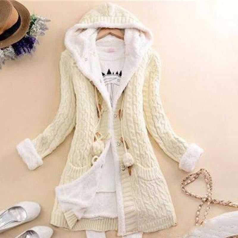 Women's Clothing With Warm Plush Cardigan Horn Button