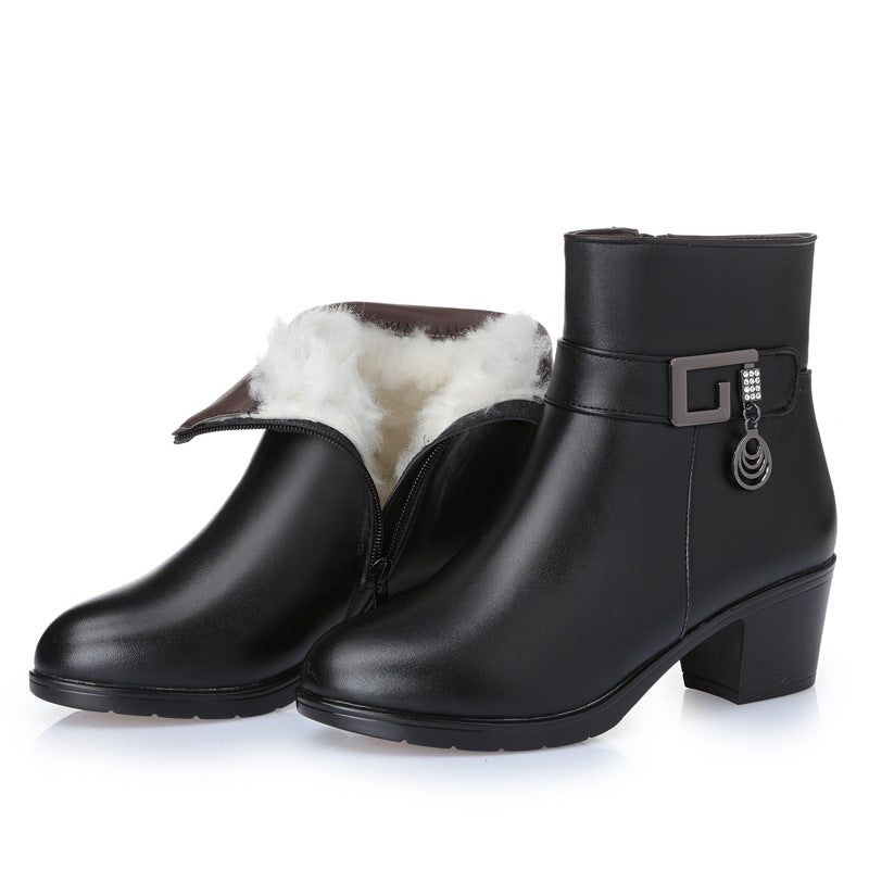 Winter new mid-heel women's cotton boots