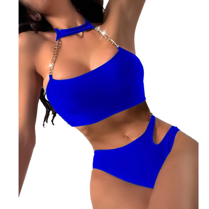 Suspended Neck Tie Up Split Swimsuit