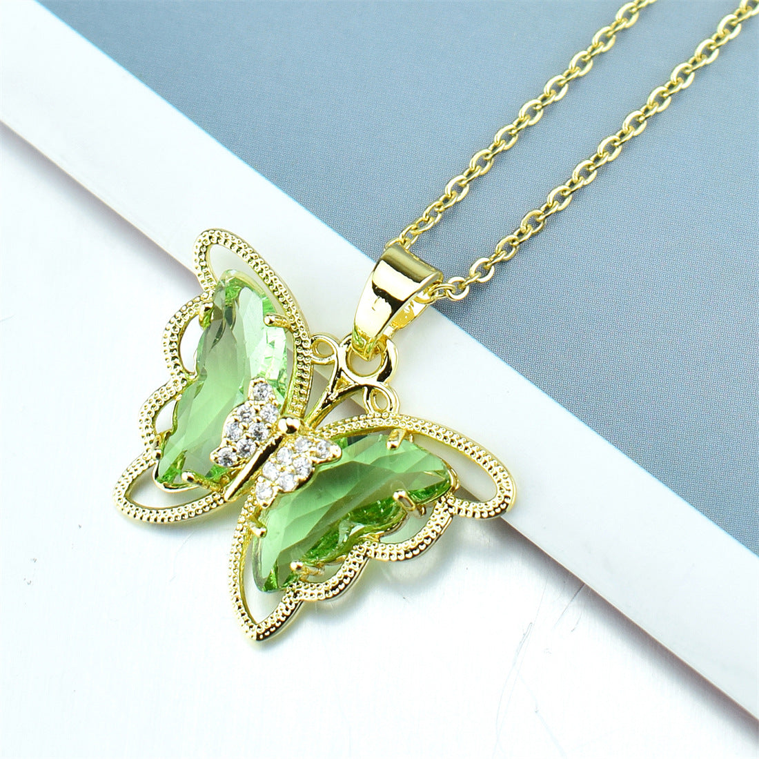 Butterfly Crystal Zircon Pendant Necklace