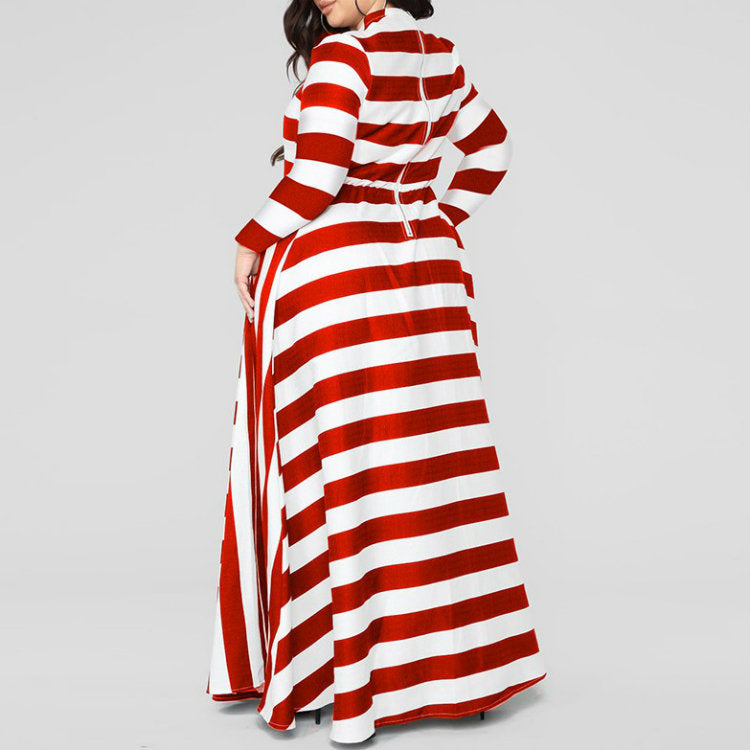 Loose Women's Dress Plus Size Striped Woman's Dress