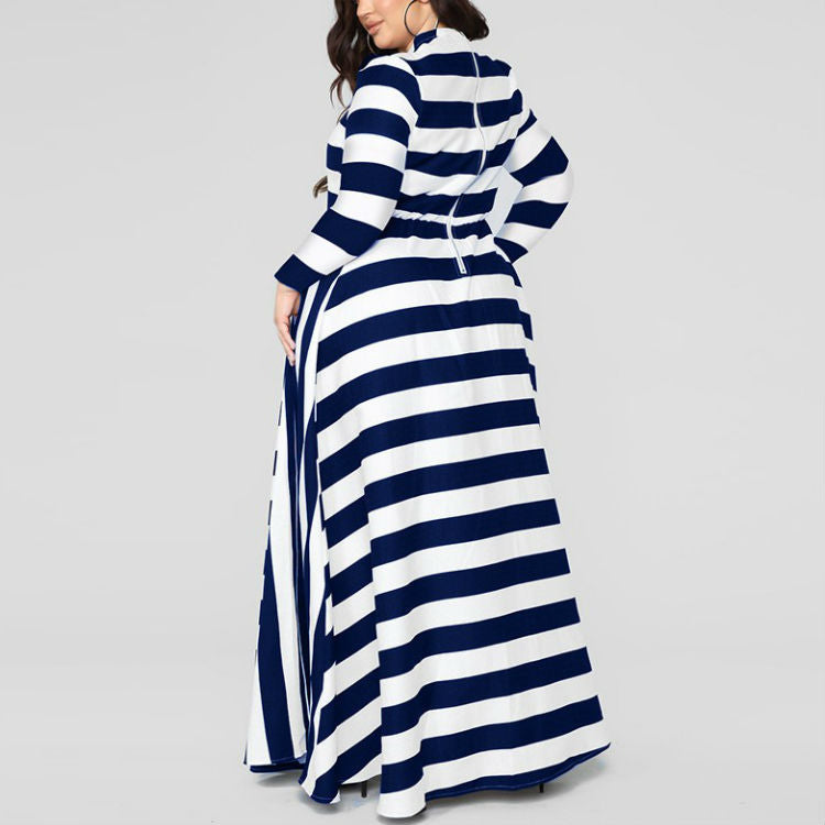 Loose Women's Dress Plus Size Striped Woman's Dress