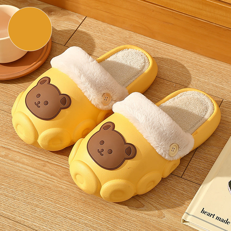 Bear Slippers Winter Warm Bedroom Slippers House Shoes For Women