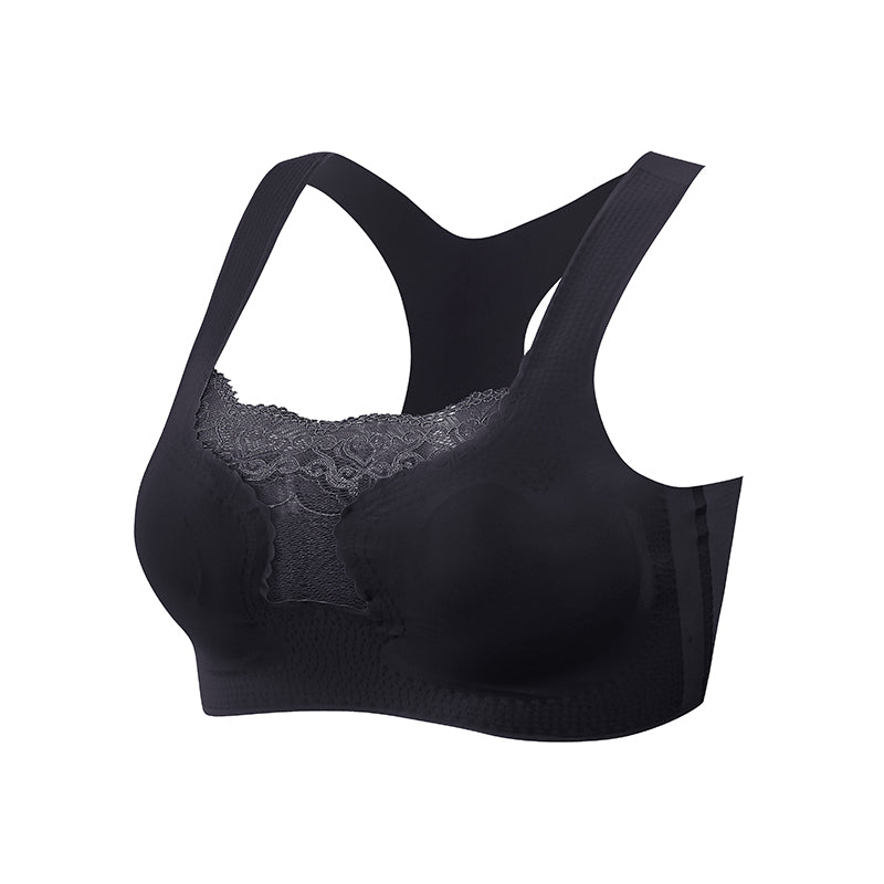 A ribbed, wide-shouldered bra