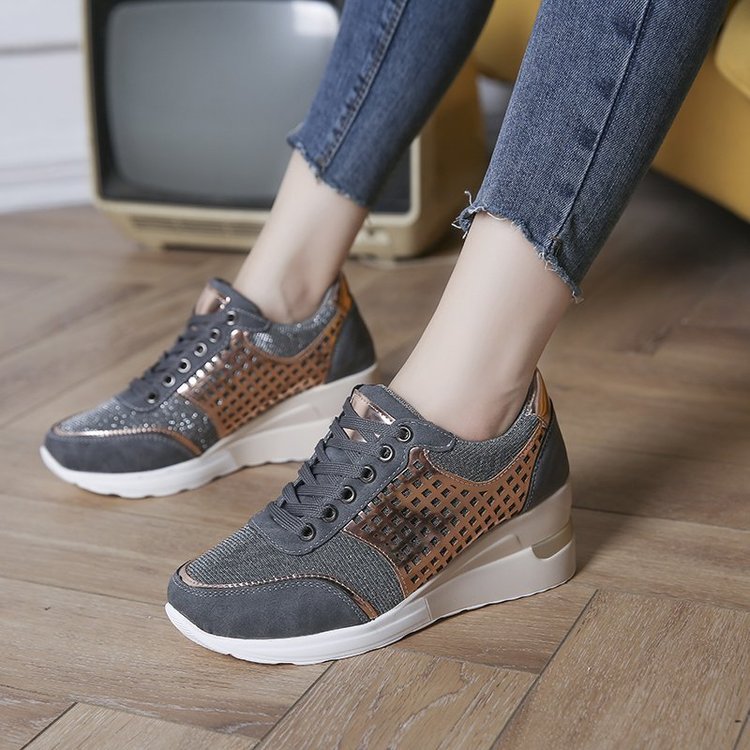 Sequined cutout heightened sneakers