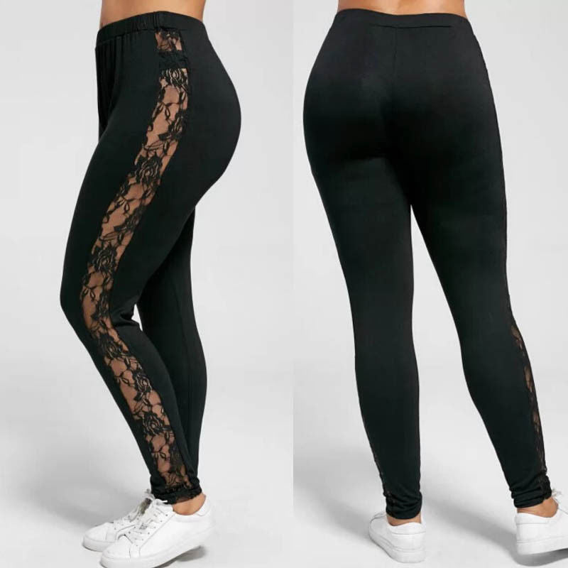 Leggings de encaje calados de mujer sexy de talla grande