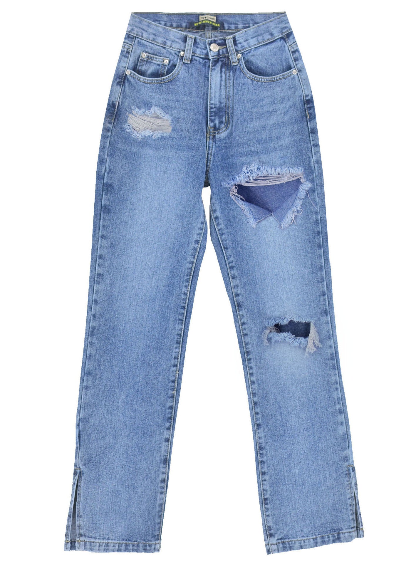 Women's High-waisted, Slim, Straight-leg Denim Trousers, Mopping Pants