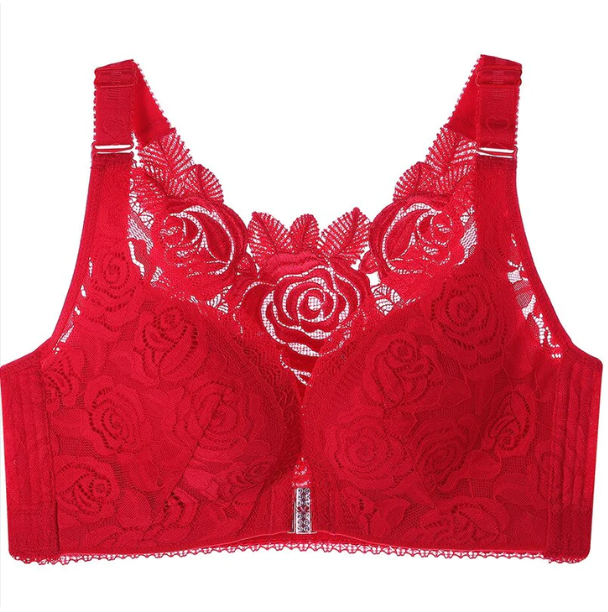 New Rose Thin Bra Push-up Adjustment Underwear Big Chest Buckle Beautiful Back Plus Size Bra