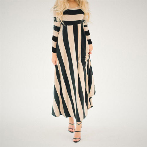 New long skirt striped loose dress women