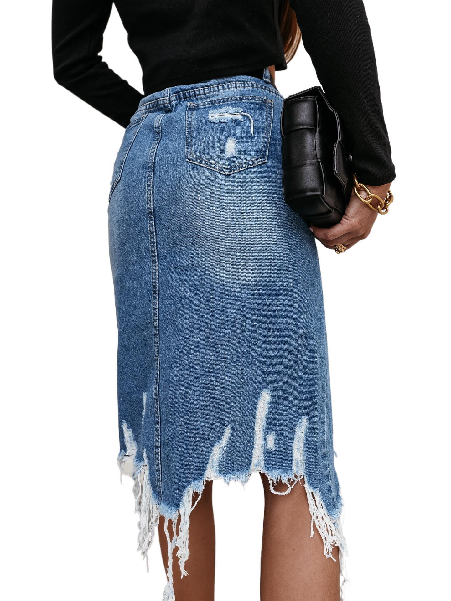 Casual Temperament Women's Collage Denim Skirt