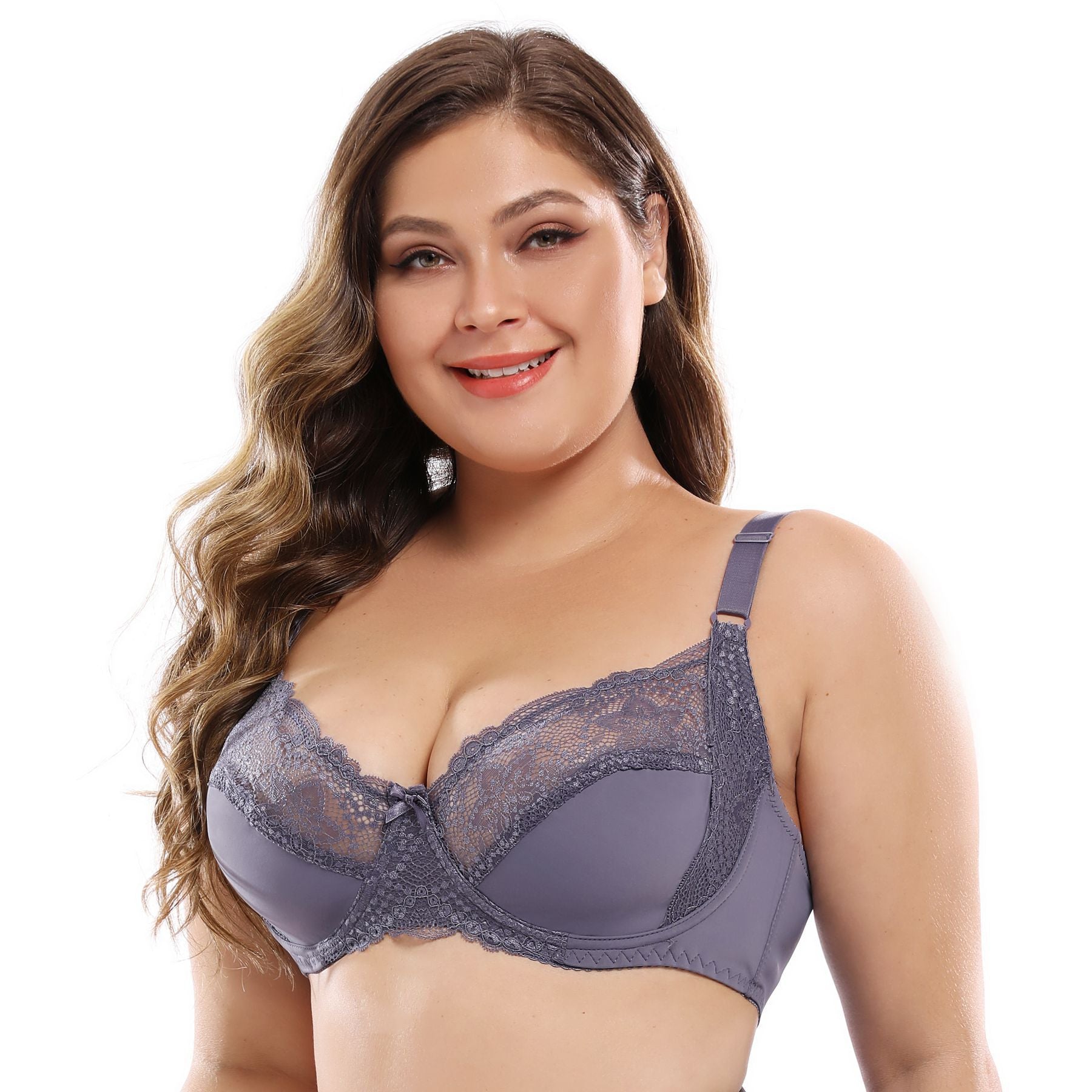 Super-thin lace plus-size bra