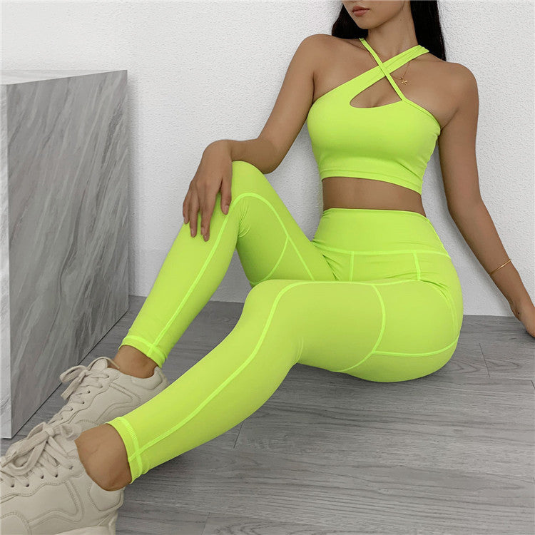 Explosive Oblique Shoulder Sports Fitness Yoga Suit