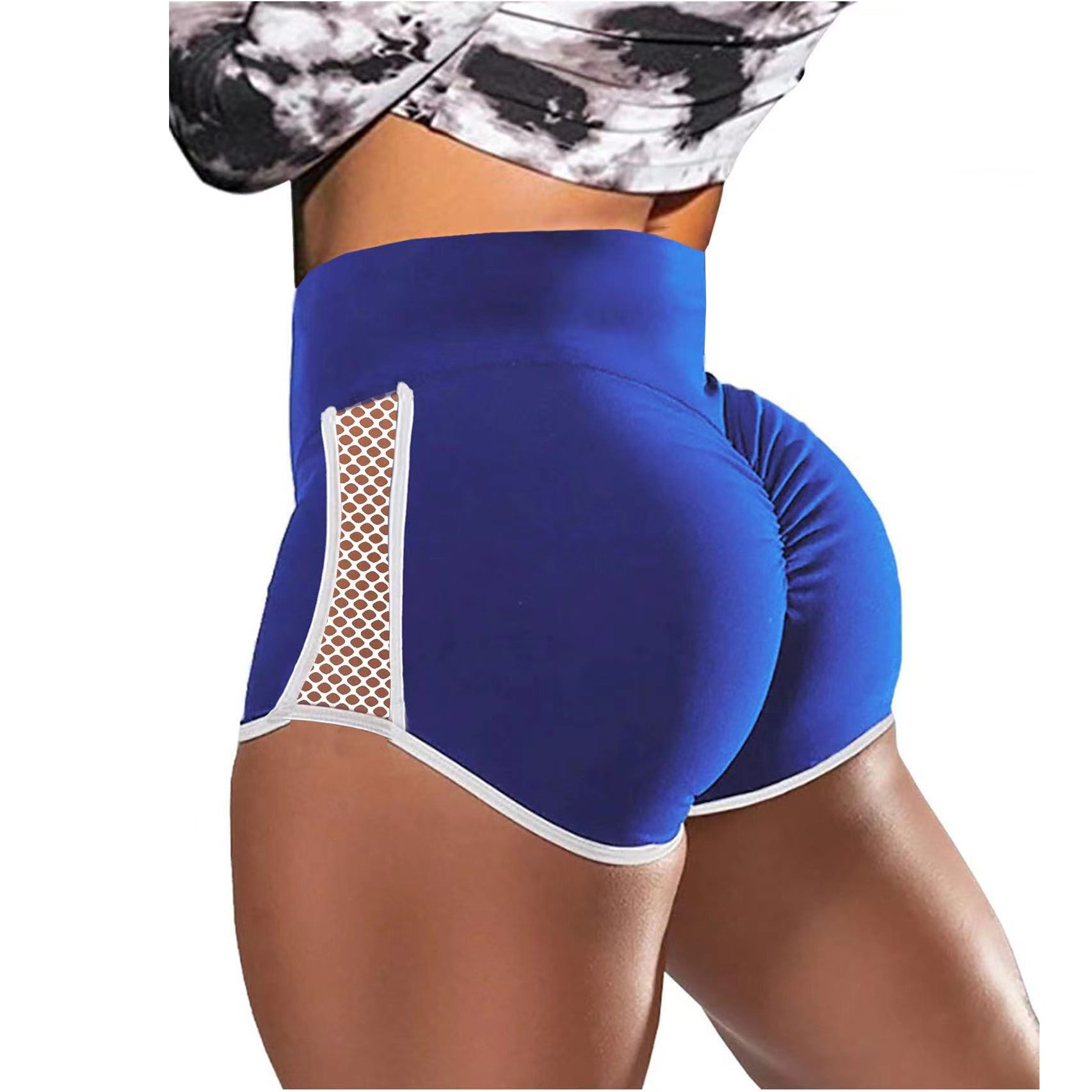 Cross-border European And American Foreign Trade Shorts High Waist Shaping Shorts Fitness Sports Pants Hollow Out Stitching Shorts