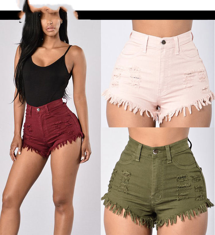 Stretch Sexy Frayed Denim Shorts Women's Hot Pants