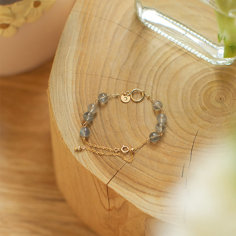 Natural Female Strawberry Gold Crystal Aquamarine Bracelet