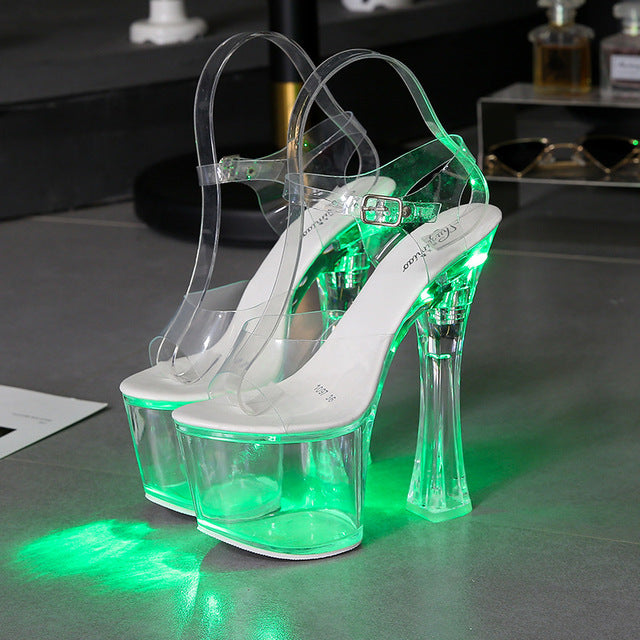 Sandals Feminine Transparent Crystal Platform High Heels Wedge Shoes