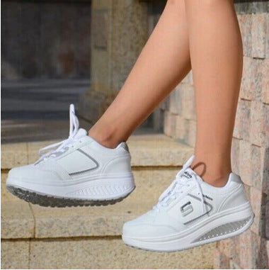 Casual Women's Platform Leather Wedge Sneakers