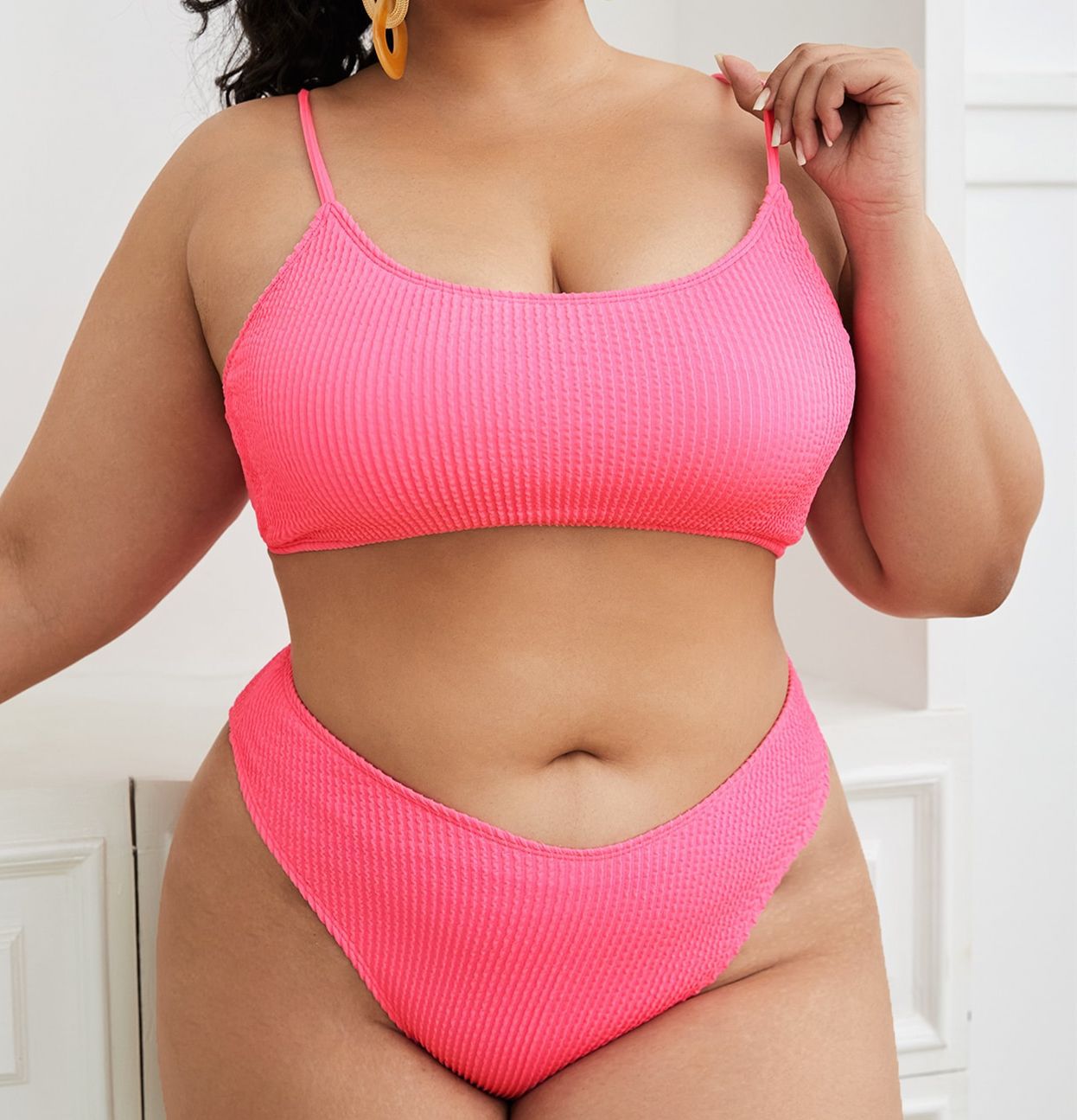 Plus-size Solid Color Bikini Swimsuit