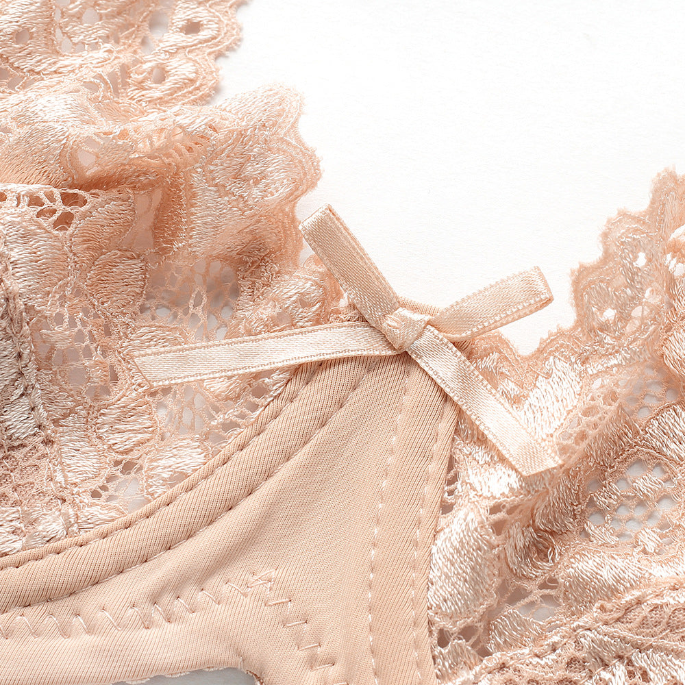 Sheer Embroidered Breathable Lace Bra