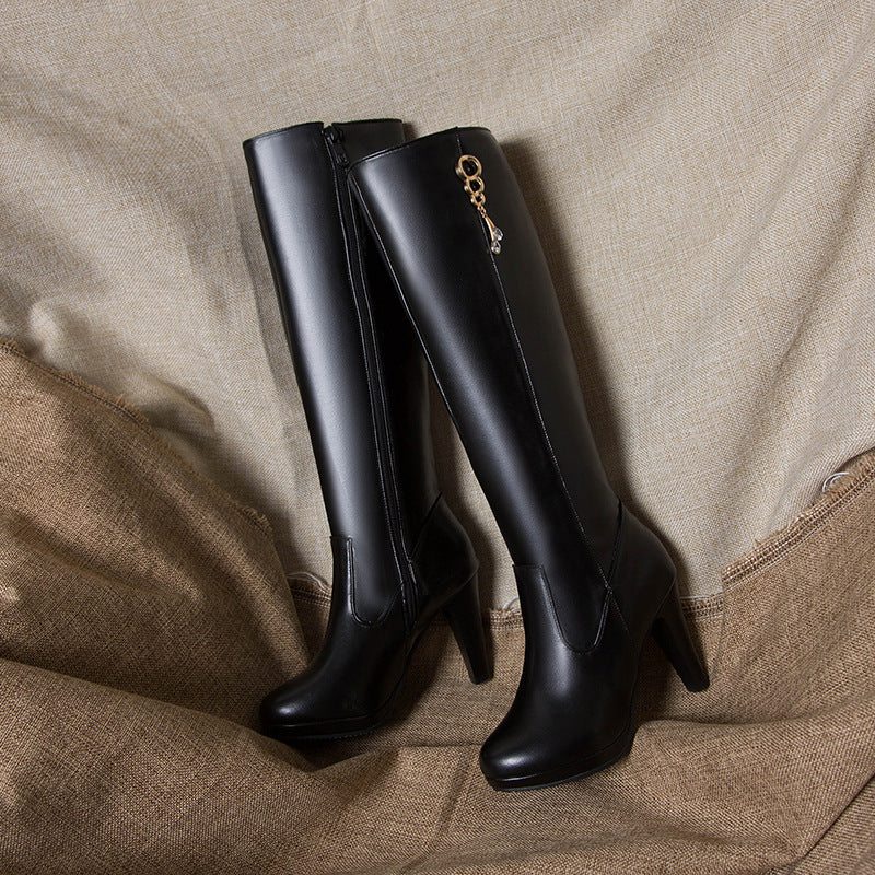 Women's Round Toe High-heeled Boots