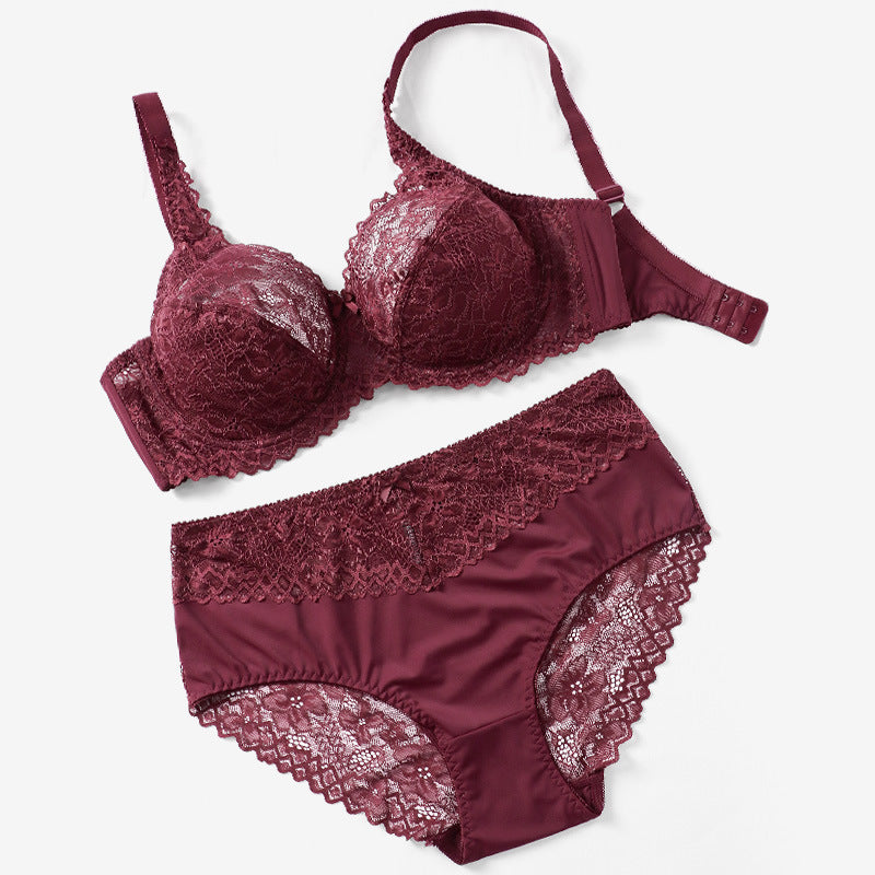 Underwire Push Up Ladies Comfortable Lace Bra Set