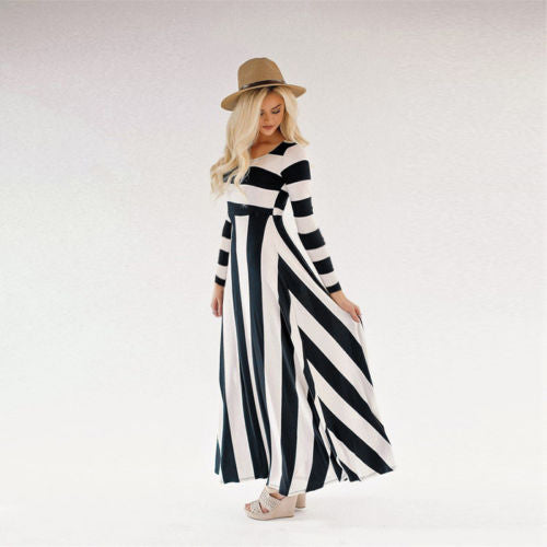 New long skirt striped loose dress women