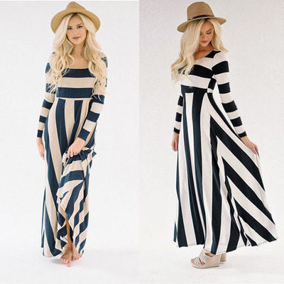 New long skirt striped loose dress women