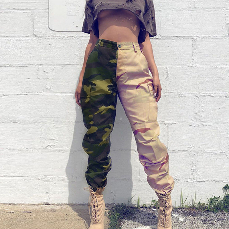 Sexy Pocket Cargo Pants for Women's Clash Camo Casual Pants