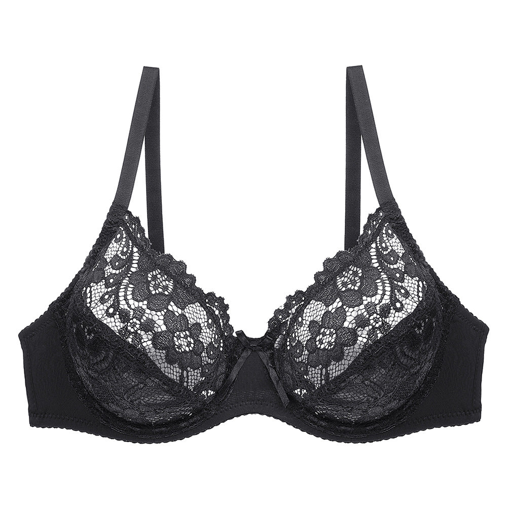 Sheer Embroidered Breathable Lace Bra