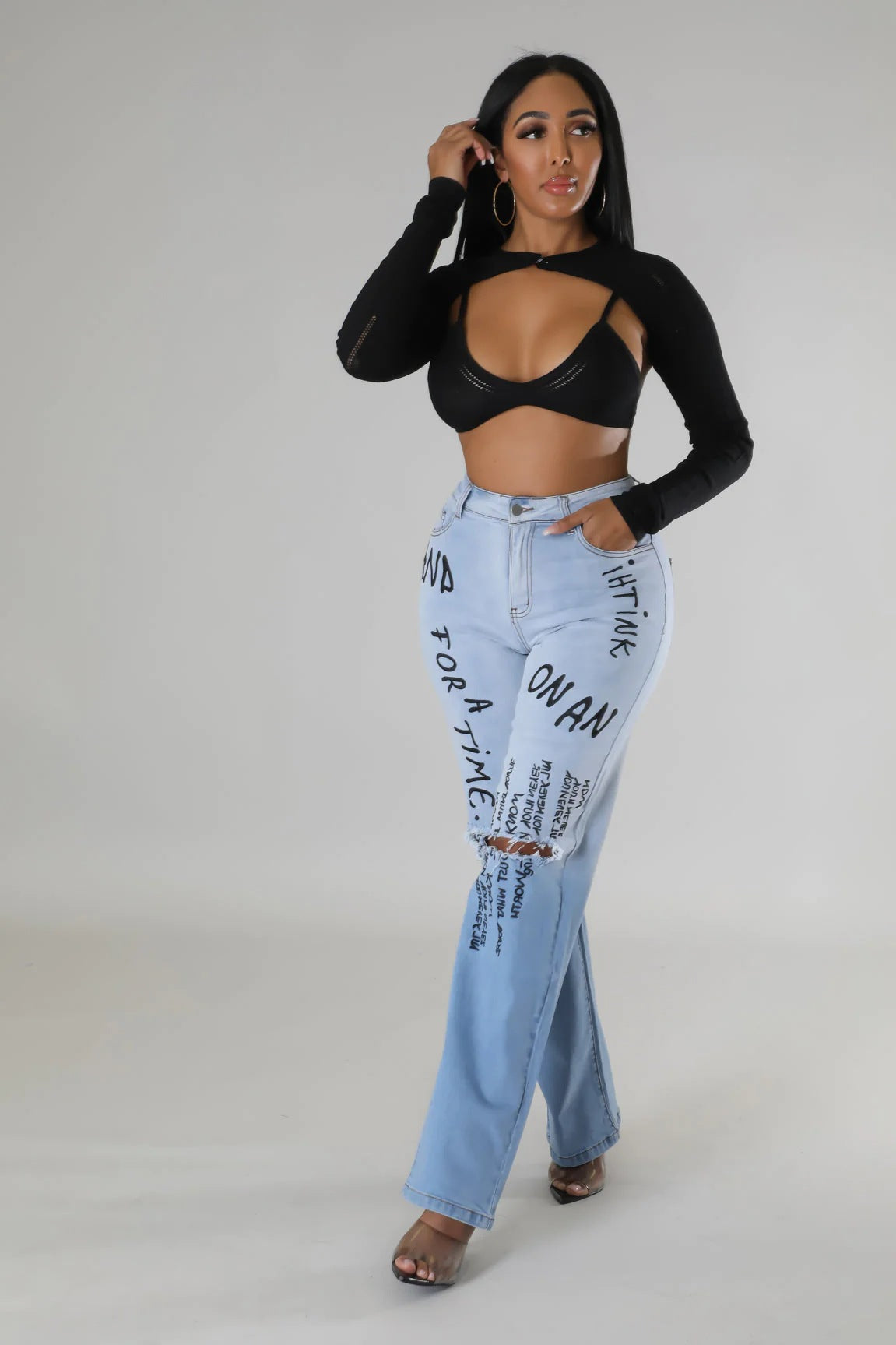 Women's Washed High Waist Jeans