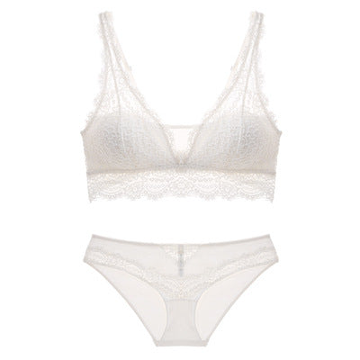 Laceless Bra Gathering Bra Lace Bra Set