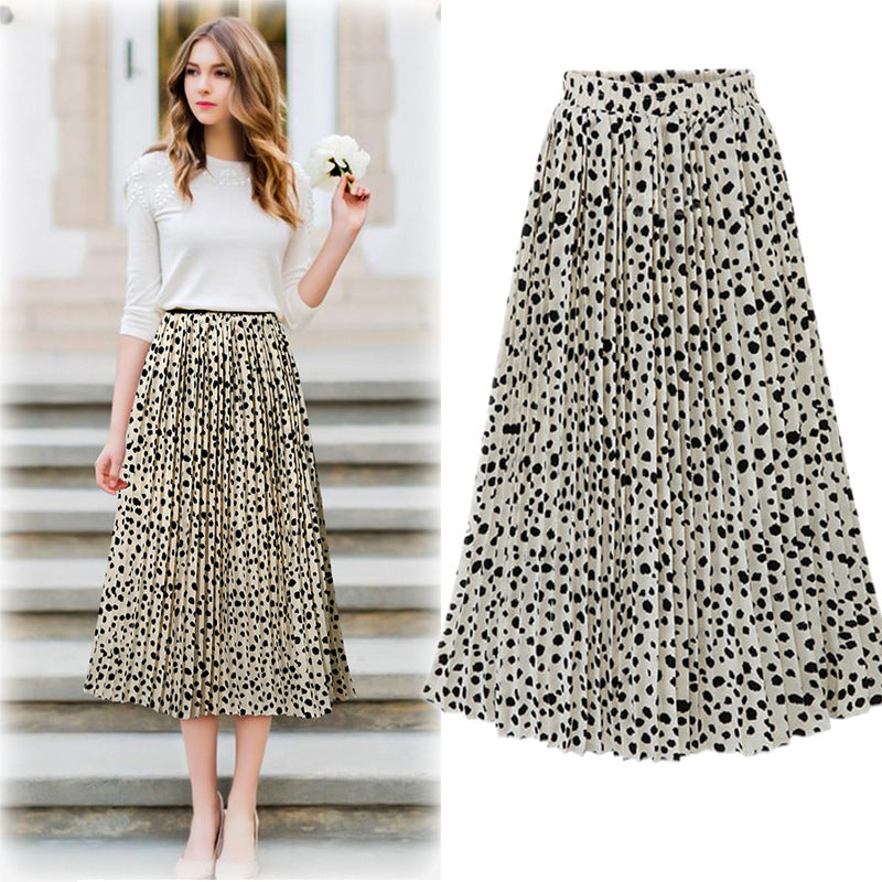 Chiffon polka dot fold skirt