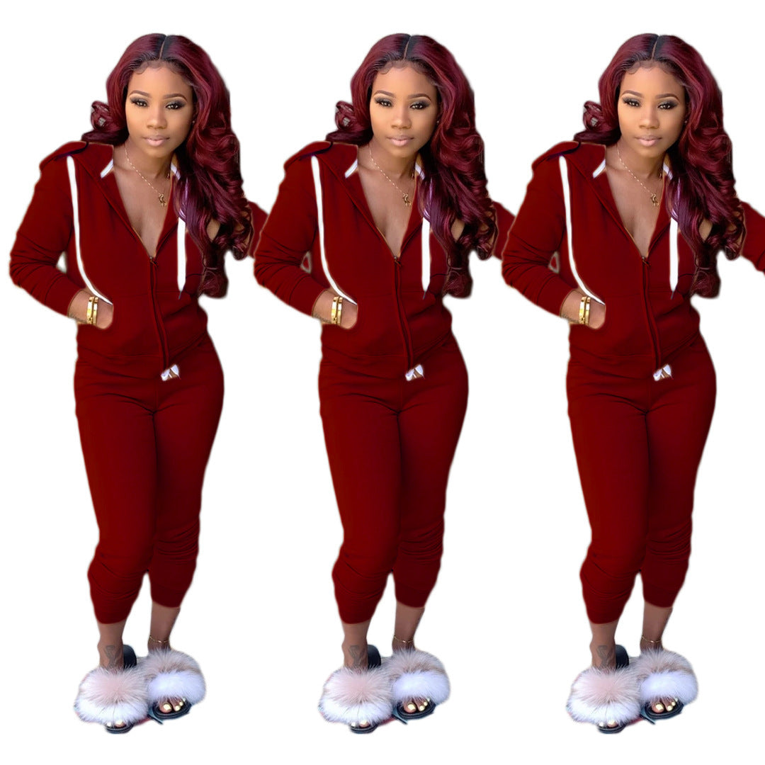 Pure Color Sweatshirt Suit Sports Two-Piece Suit