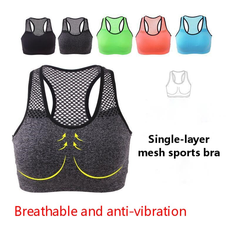 Yoga fitness mesh bra without back