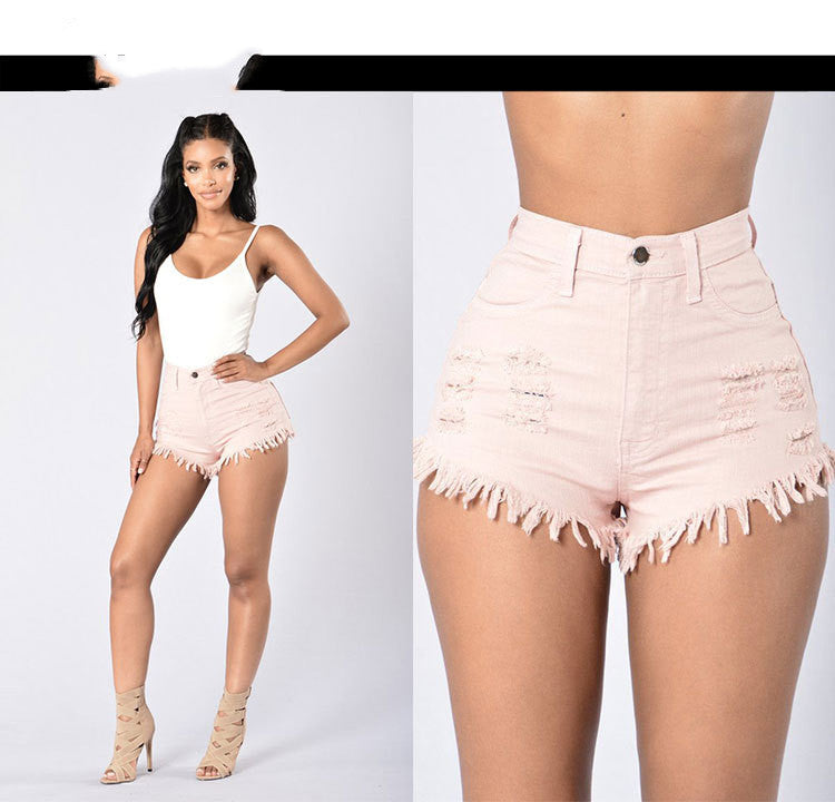 Stretch Sexy Frayed Denim Shorts Women's Hot Pants