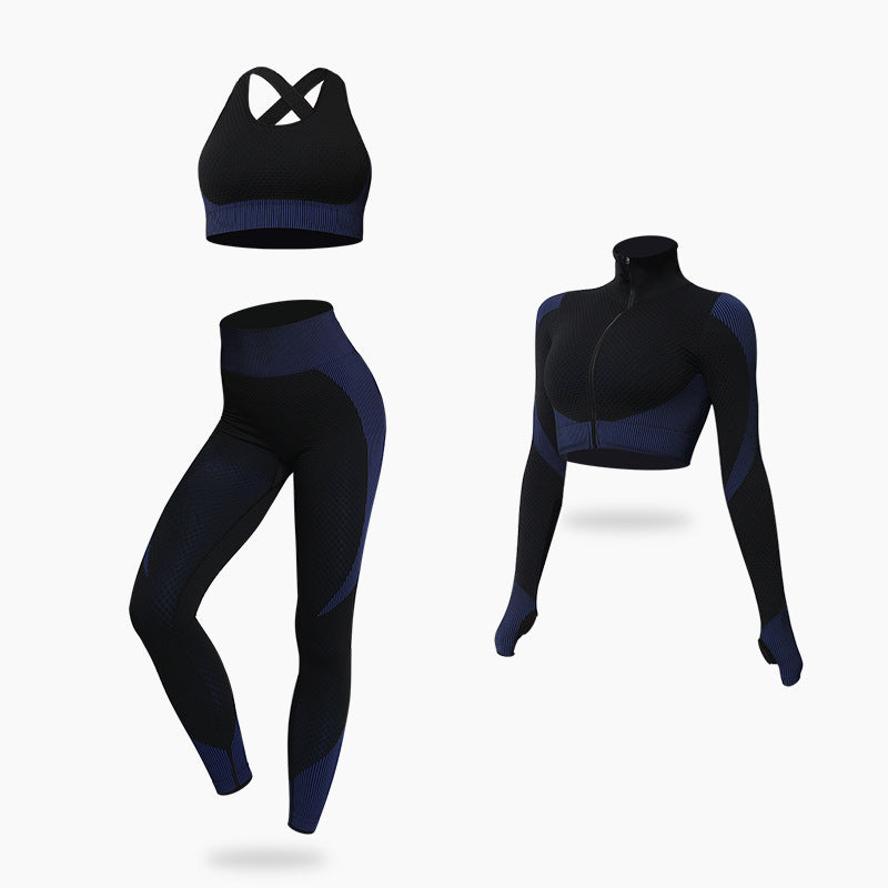 Seamless Quick-drying Yoga Suit Outerwear Three-piece Set