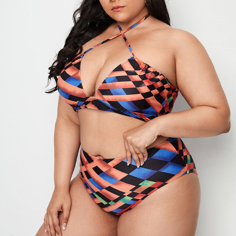 New Halter Strap Plus Size Three Piece Swimsuit