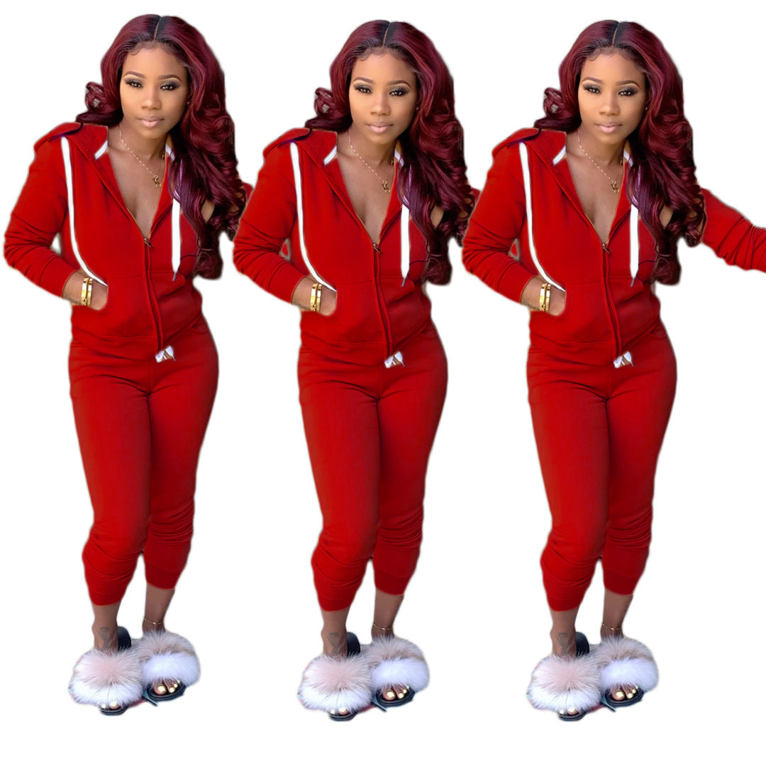 Pure Color Sweatshirt Suit Sports Two-Piece Suit