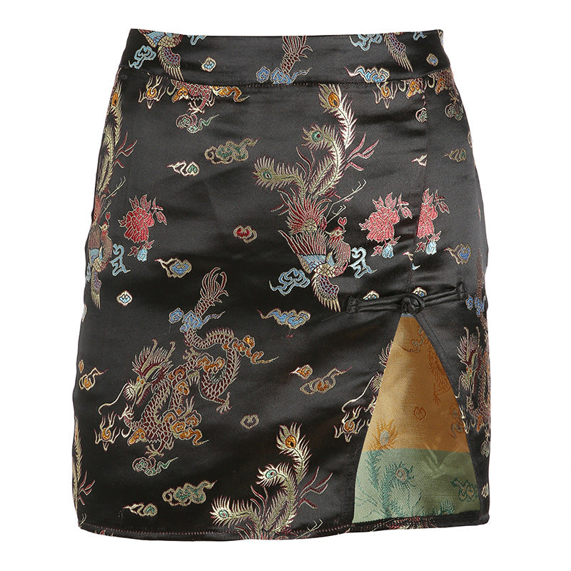 2021 autumn and winter new European and American cross-border foreign trade women's Chinese style retro embroidery skirts sizzling explosions