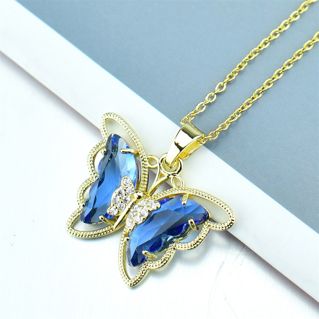 Butterfly Crystal Zircon Pendant Necklace