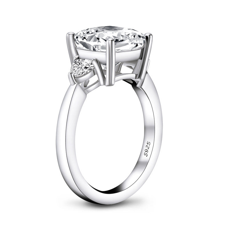 Fashion simple sterling silver simulation diamond ring