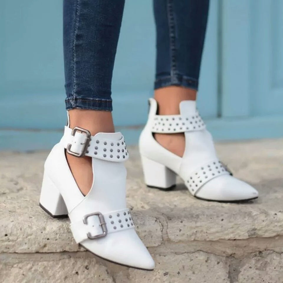 Pointed Toe Plus Size Rivet Short Boots Women