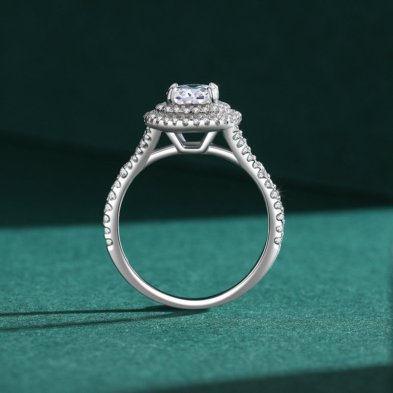 S925 Sterling Silver Emerald Cut Diamond Ring