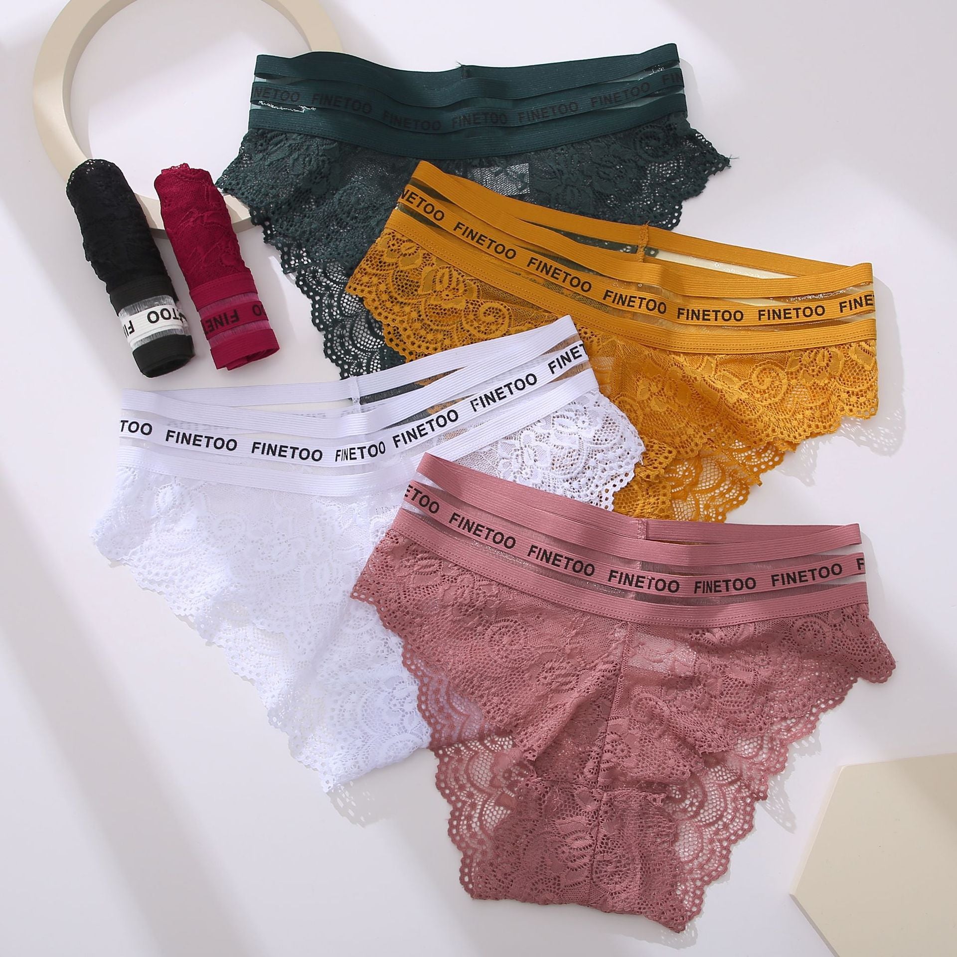 Ladies Lace High Waist Letter Belt Panties