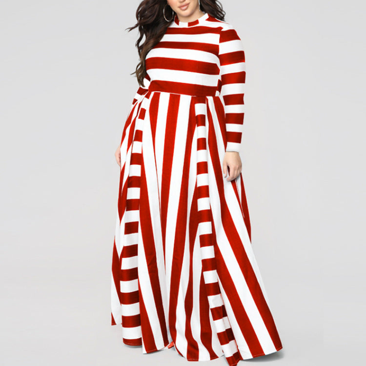 Loose Women's Dress Plus Size Striped Woman's Dress