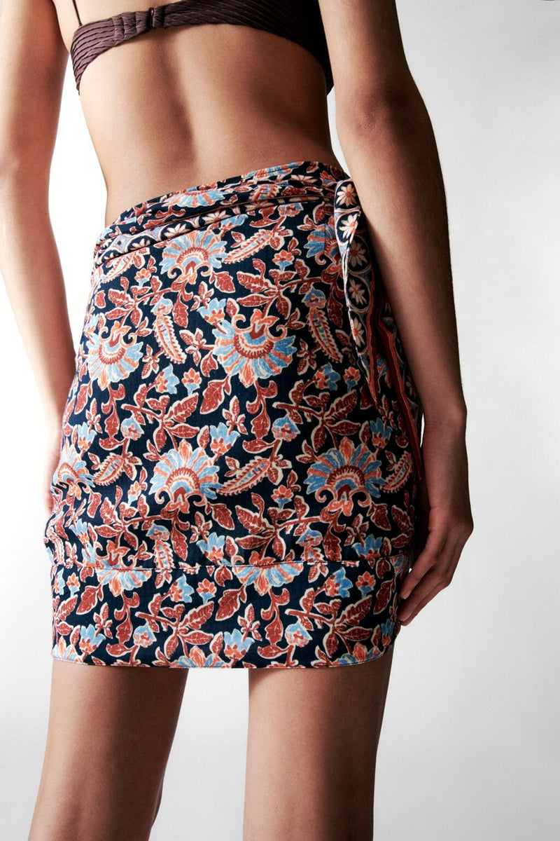 Retro Ethnic Print Sarong Short Skirt