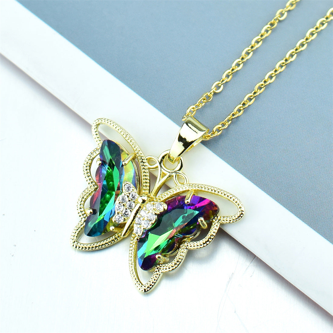 Butterfly Crystal Zircon Pendant Necklace