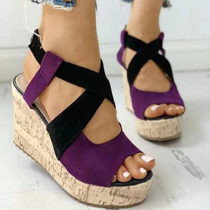 Women's Summer Wedge Heel Platform Cross Strap Sandals