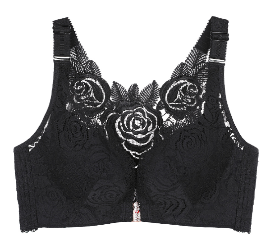 New Rose Thin Bra Push-up Adjustment Underwear Big Chest Buckle Beautiful Back Plus Size Bra