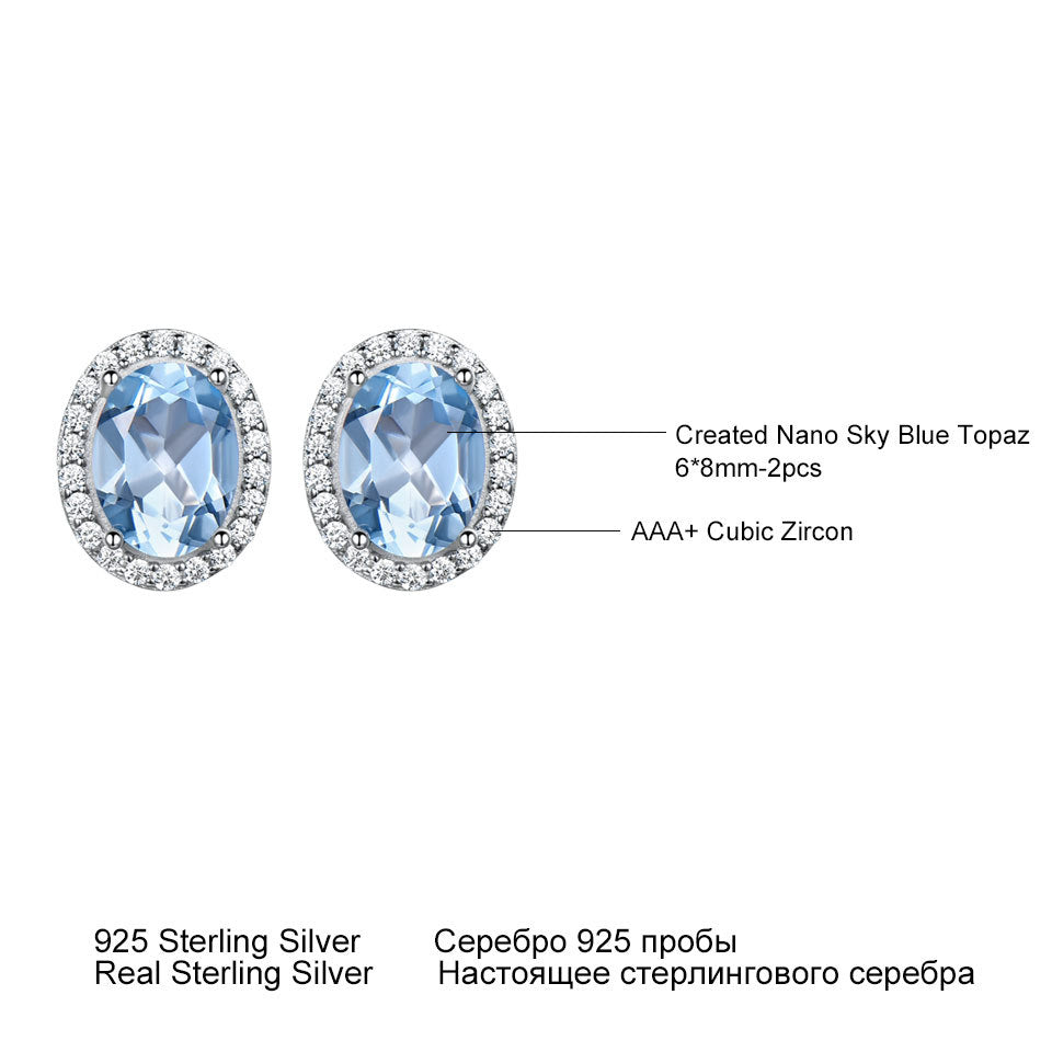 Womens Round Gemstone And Diamond Sterling Silver Earrings